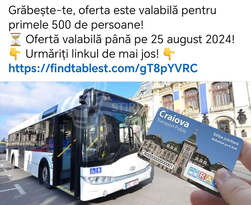 Regia de Transport din Craiova a sesizat poliția în urma apariției unui anunț înșelător pe Facebook – Știri Craiova